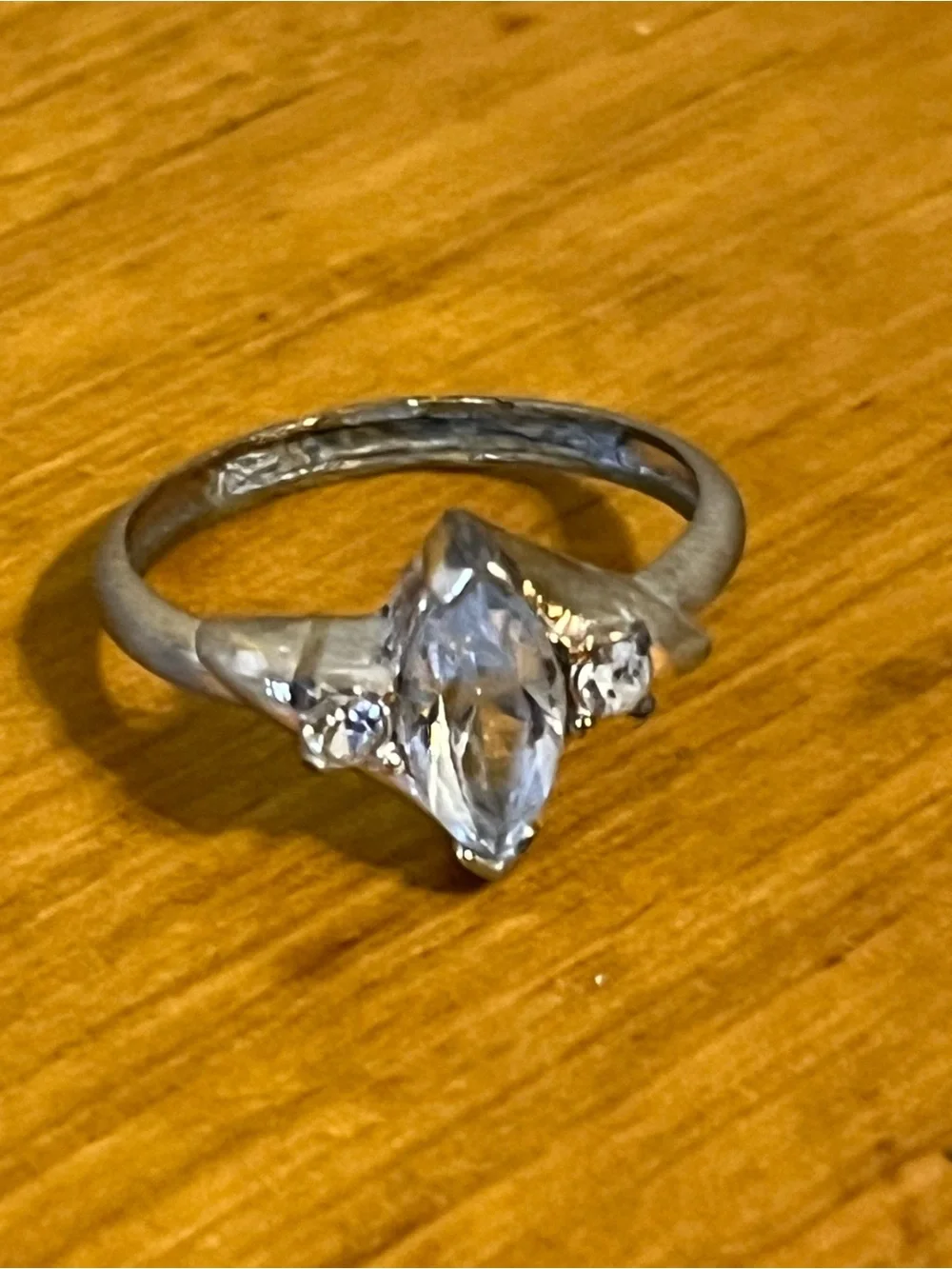 Vintage Avon Silver Tone Ice Blue Faux Aquamarine Marquise cubic zirconia 7 1/2